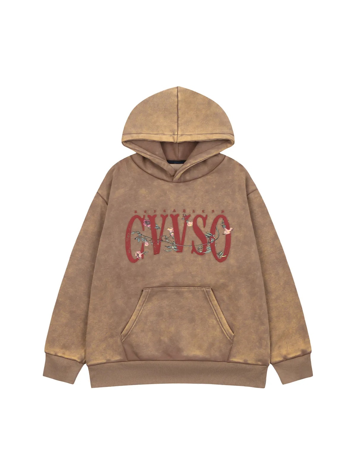 Thesupermade Distressed Floral&Skull Fleece Hoodie