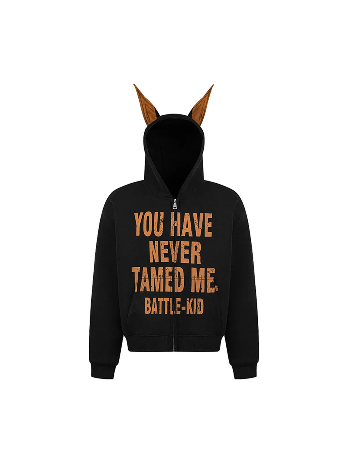 Thesupermade Mottled Letter Graphic Hooded Sweatshirt - 2227