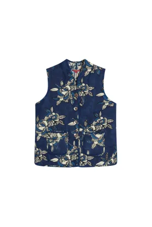 Tiblish Reversible Gilet in Indigo Blues