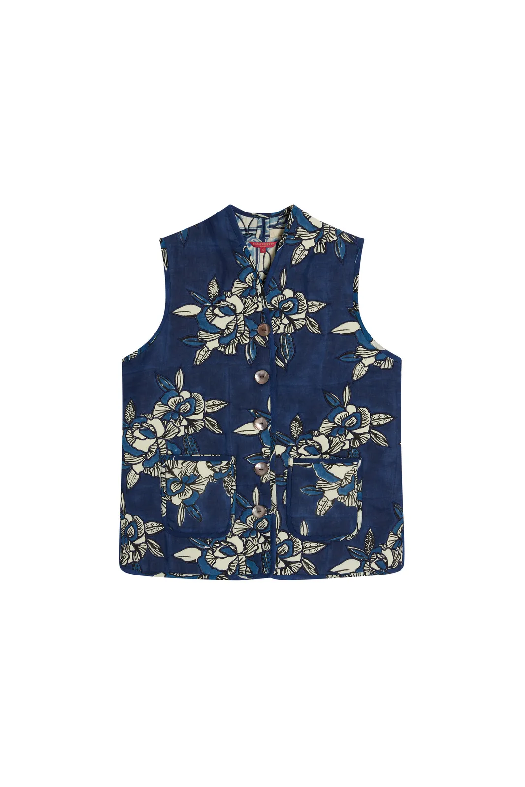 Tiblish Reversible Gilet in Indigo Blues