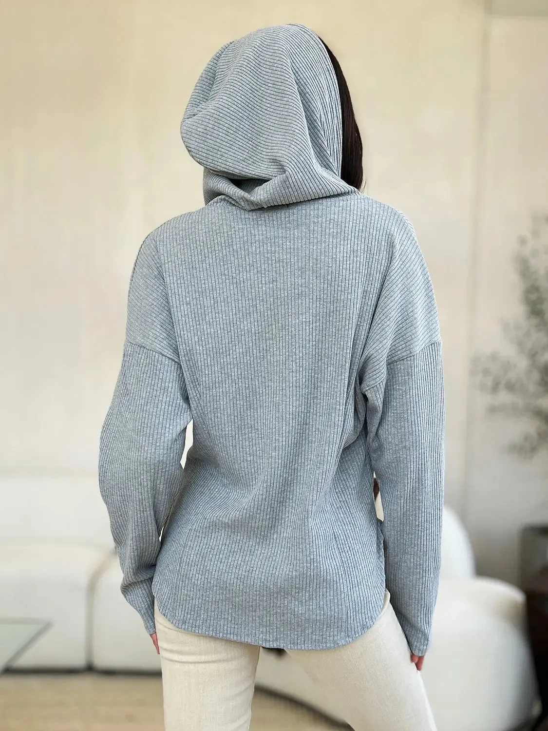 Trendy Zip-Up Jacket with Adjustable Drawstring Hood