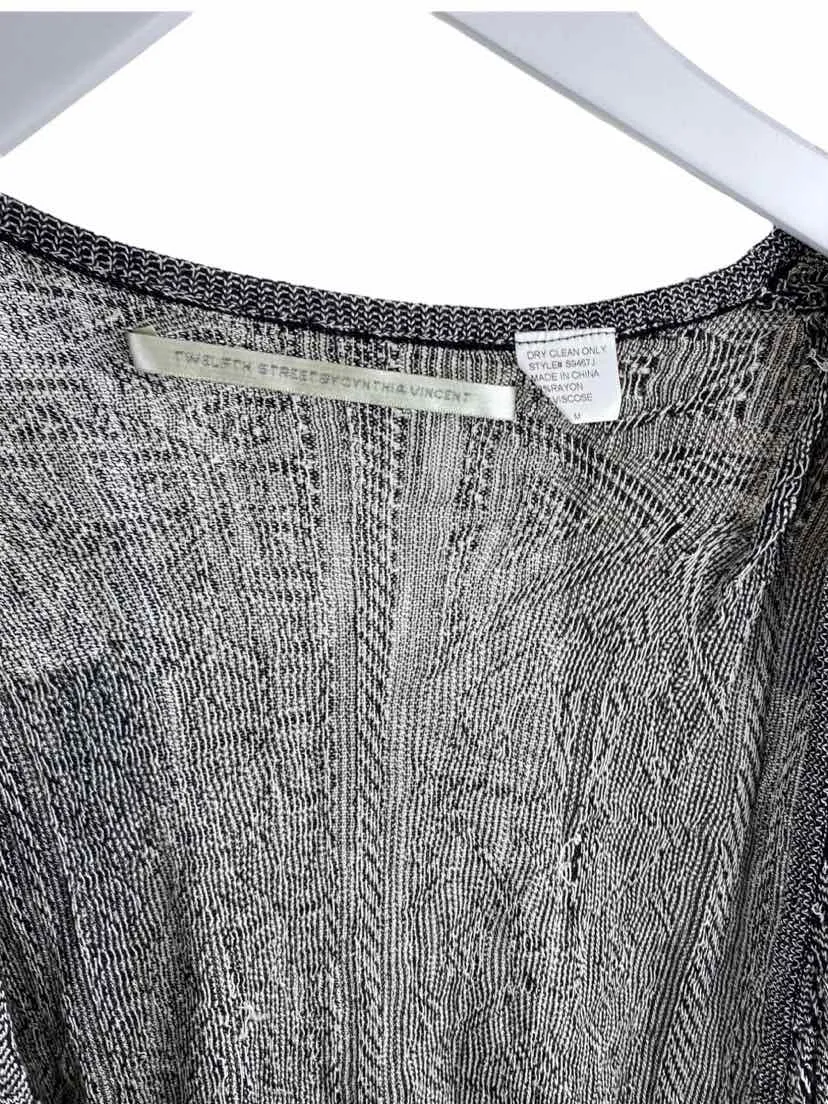 Twelth Street by Cynthia Vincent, Women's Cardigan Sweater, Black/White, Size M