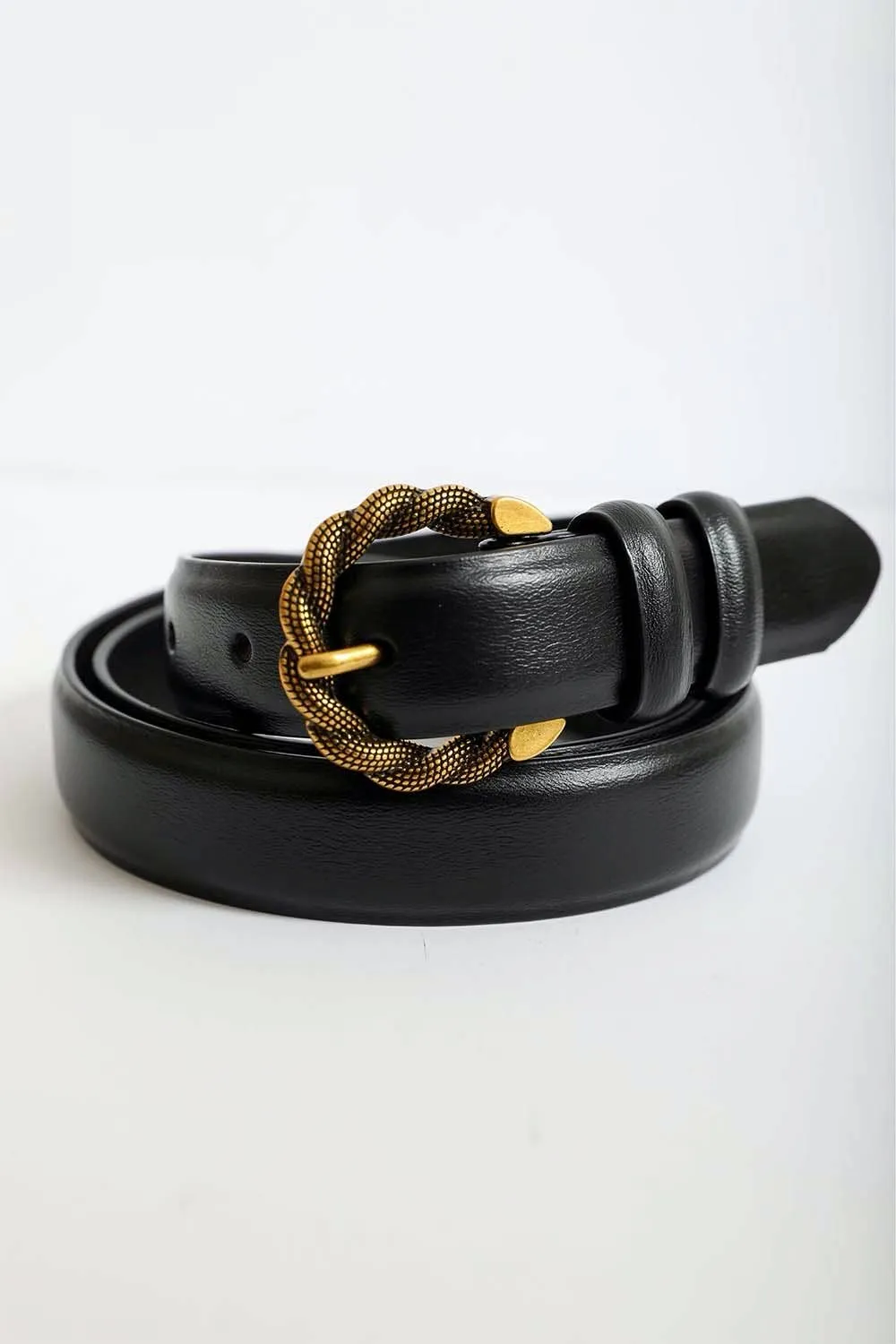 Twisted Buckle Belt - Leather
