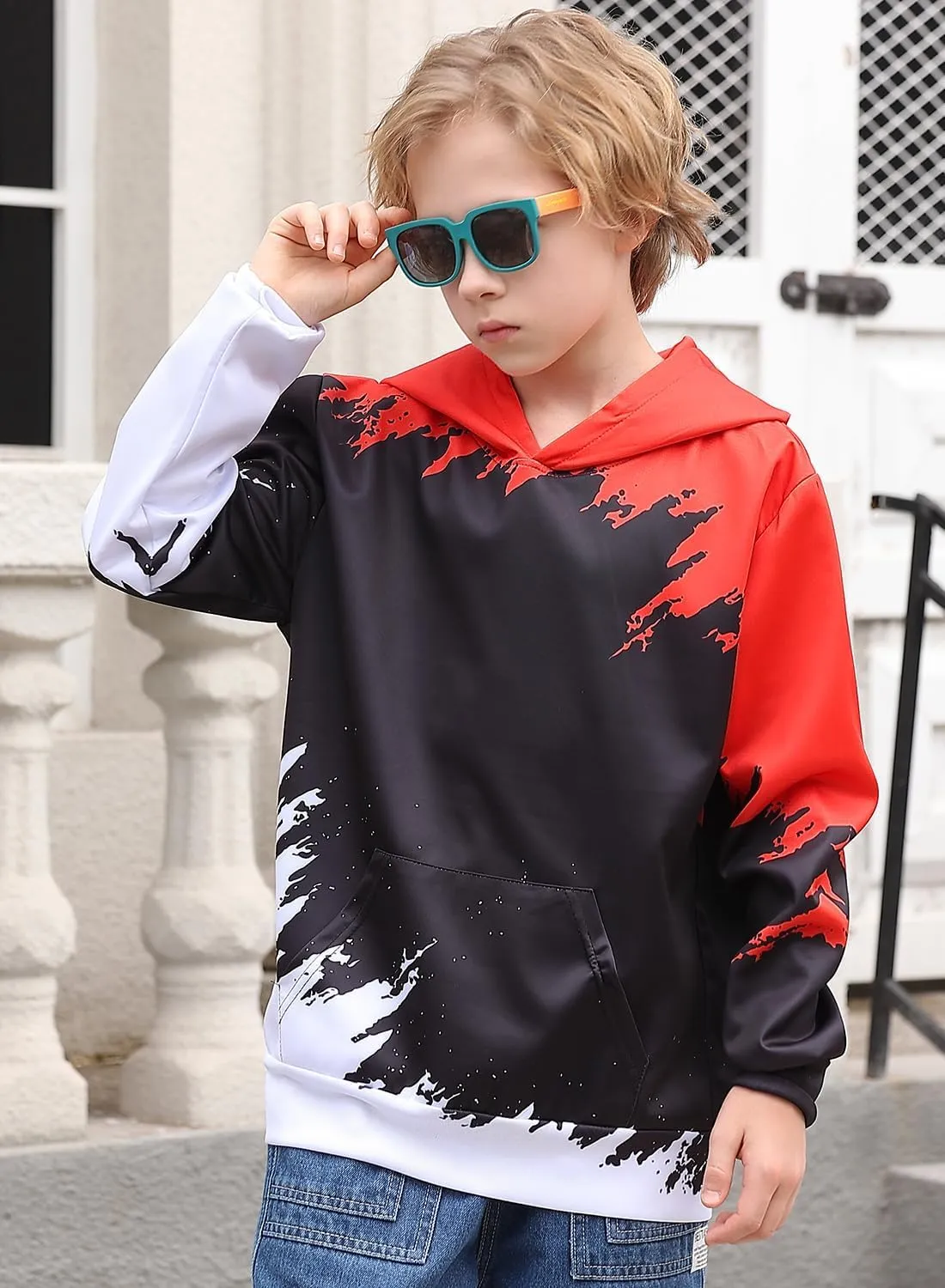uideazone Boys Hoodies for Kids 3D Graphic Printed Hooded Sweatshirt Pullover Hoody with Pockets 6-16 Years