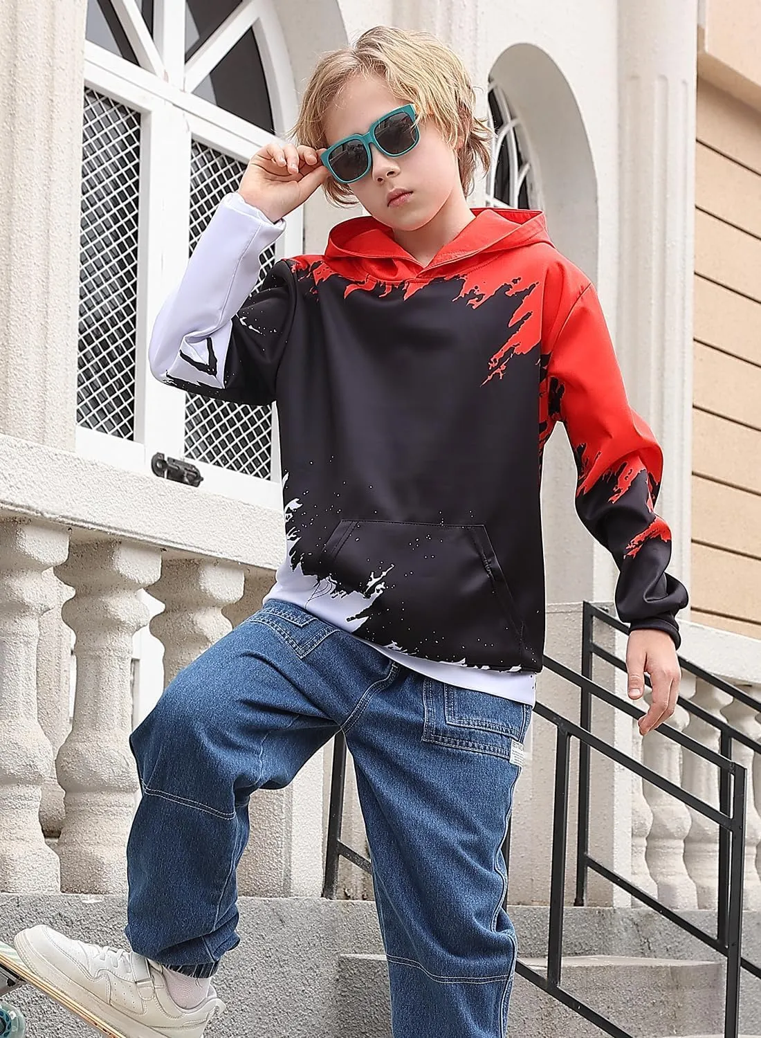uideazone Boys Hoodies for Kids 3D Graphic Printed Hooded Sweatshirt Pullover Hoody with Pockets 6-16 Years