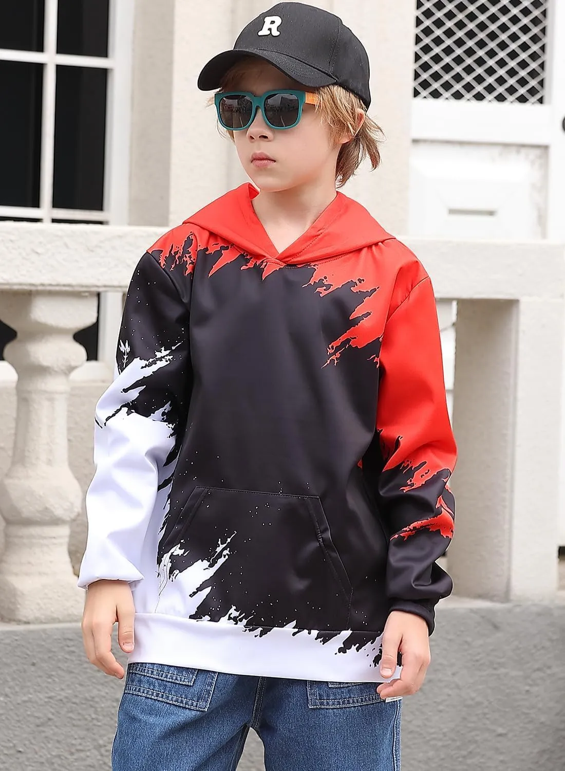 uideazone Boys Hoodies for Kids 3D Graphic Printed Hooded Sweatshirt Pullover Hoody with Pockets 6-16 Years