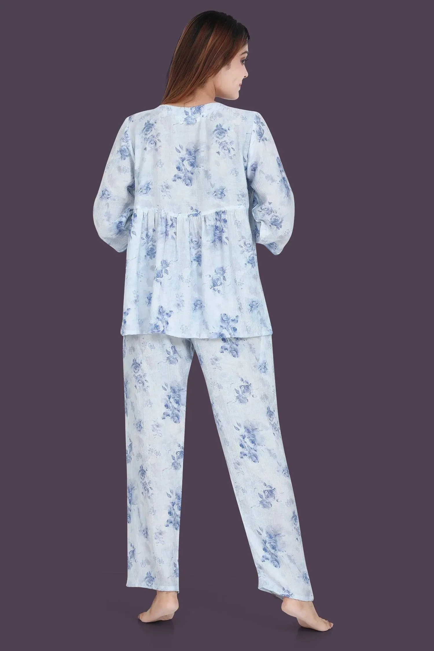 Velure Trendy Floral Print Frock-Style Night Suit