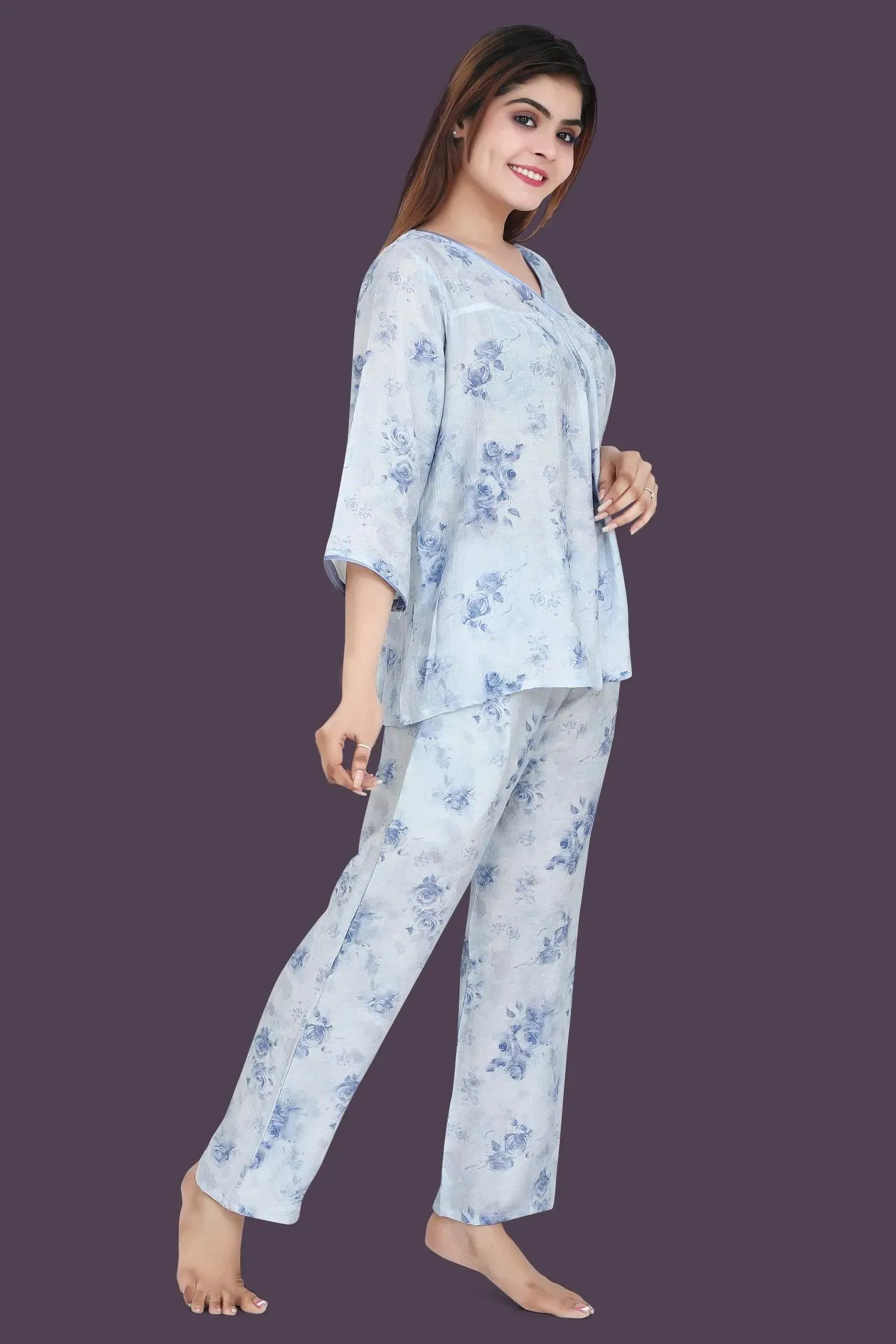 Velure Trendy Floral Print Frock-Style Night Suit