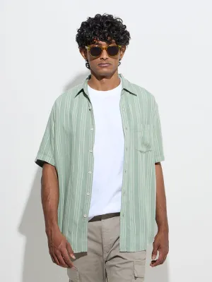 WES Casuals Sage Striped Relaxed-Fit Shirt