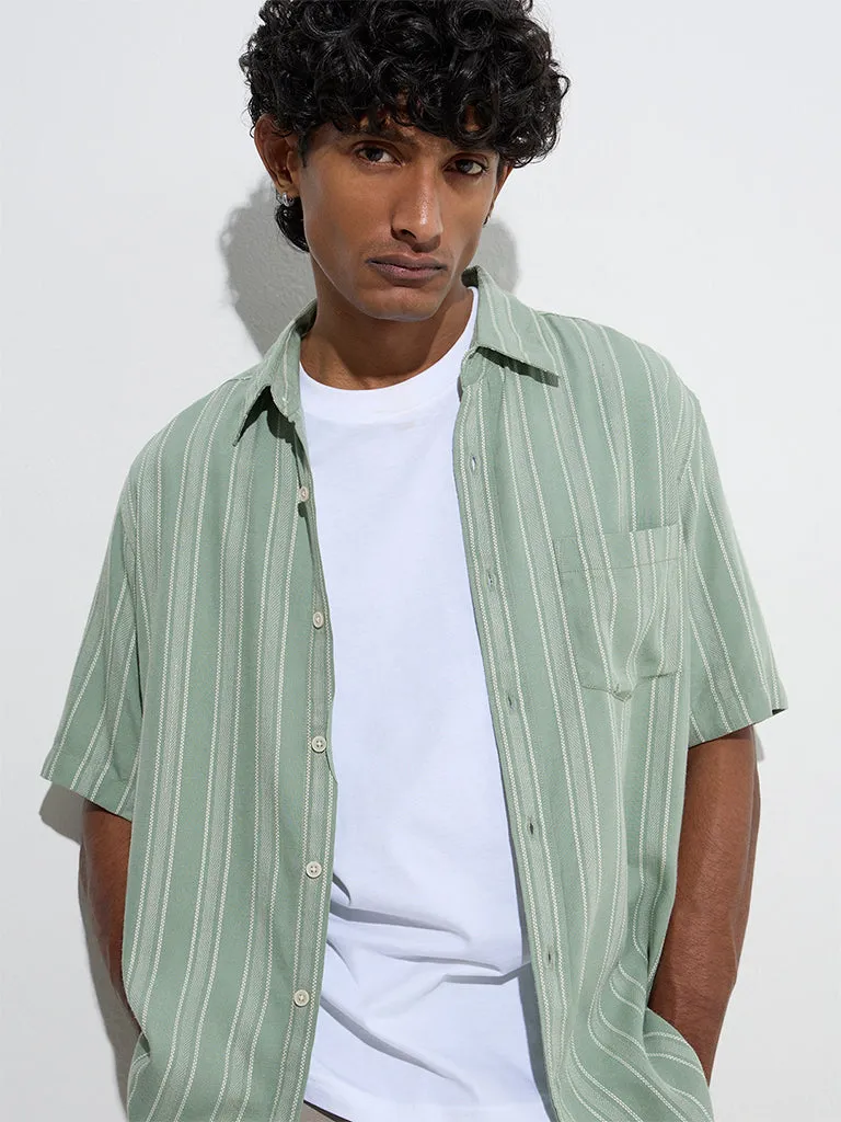 WES Casuals Sage Striped Relaxed-Fit Shirt