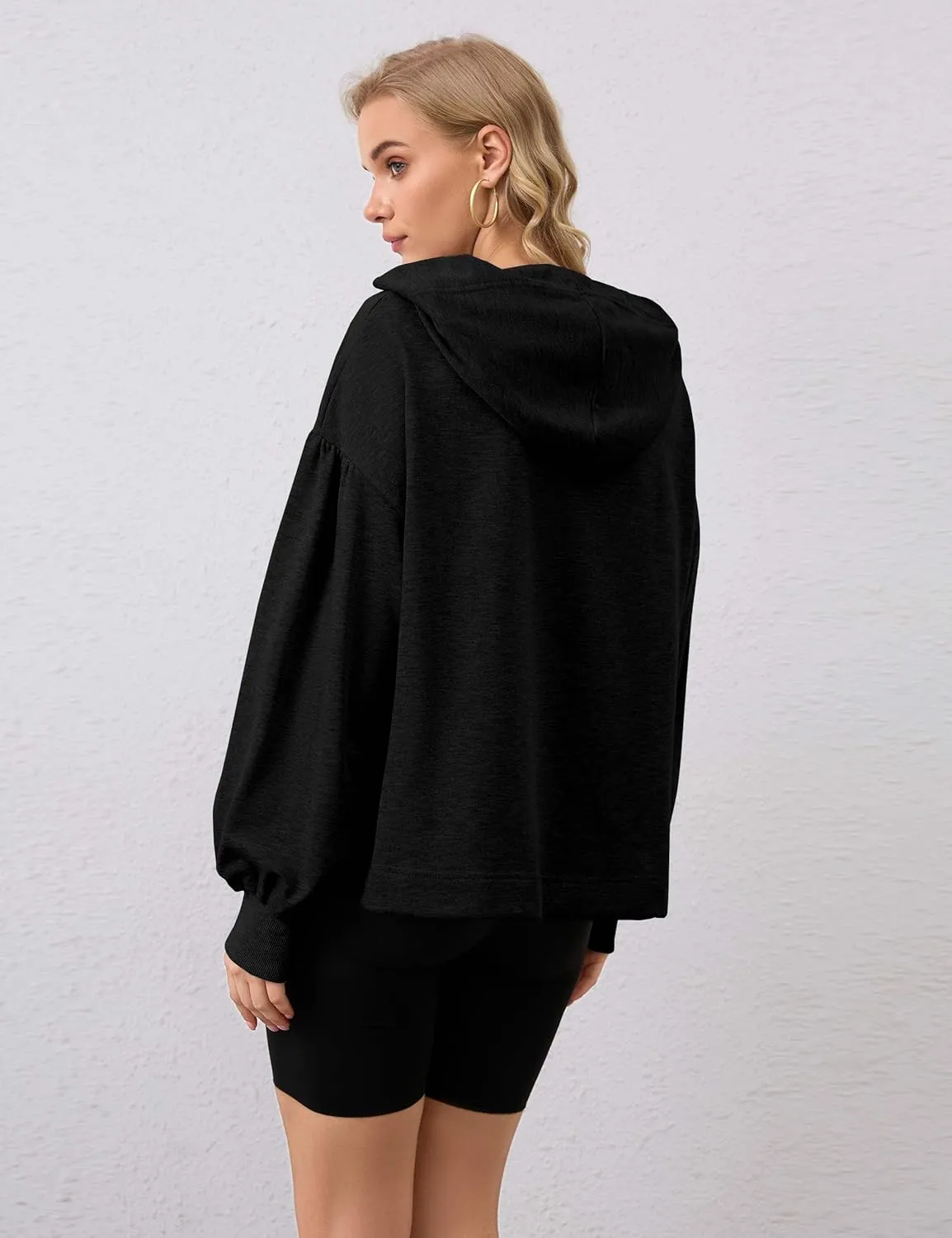Womens Bow Front Sweatshirt Oversized Long Sleeve Drop Shoulder Bow Pullover Y2k Hoodies