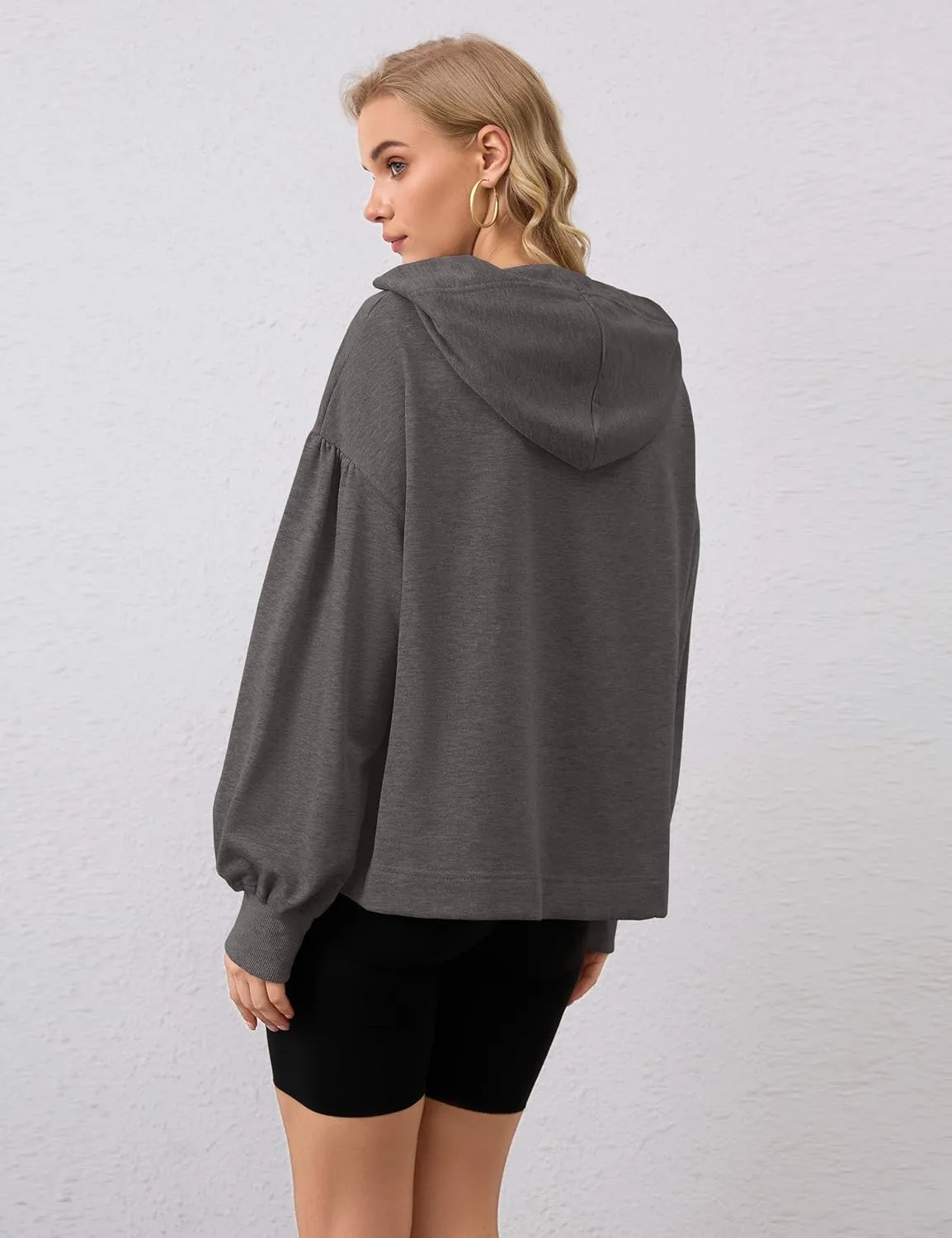 Womens Bow Front Sweatshirt Oversized Long Sleeve Drop Shoulder Bow Pullover Y2k Hoodies