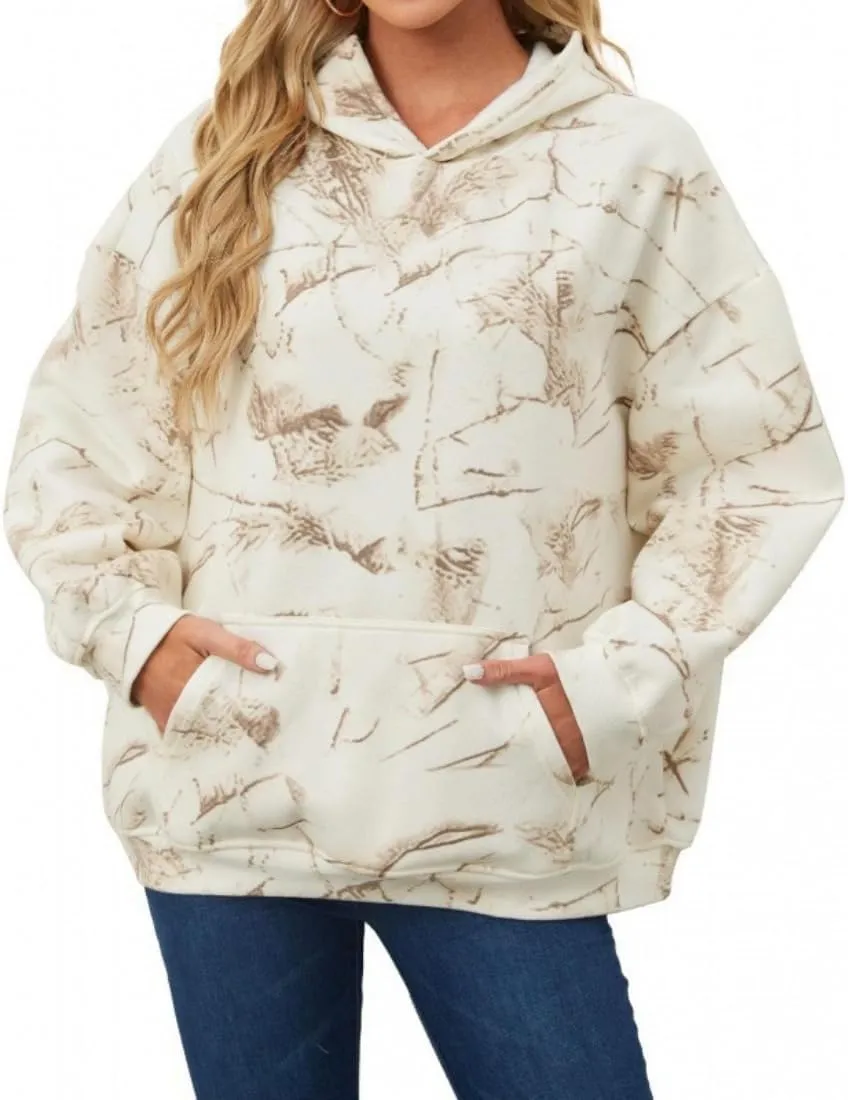 Womens Camo Hoodies Maple Leaf Print Oversized Hooded,Camo Hoodies for Women Maple Leaf Print Hooded Sweatshirt