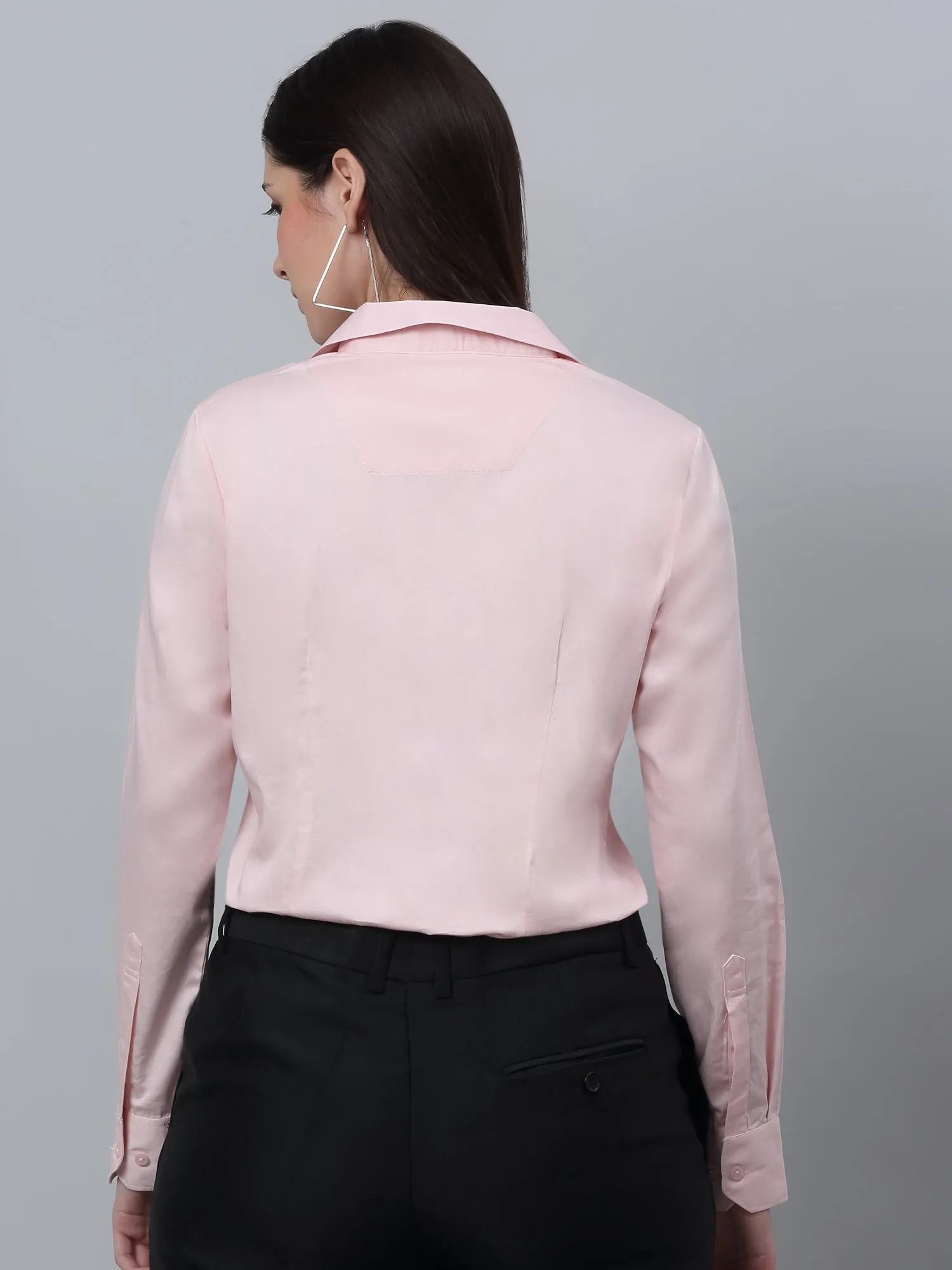Women's Formal Slim Fit Baby Pink Regular Full Sleeve  Shirt