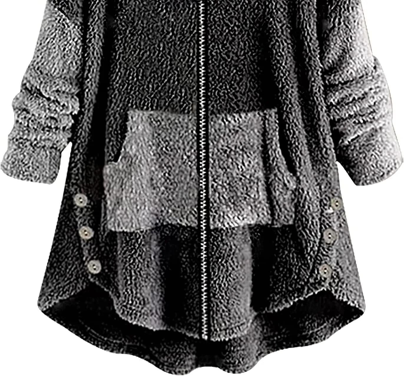 Women's Oversized Zip Up Sherpa Hoodie Fuzzy Fleece Jacket Cat Kitty Print Lightweight Faux Shearling A Line Teddy Coat