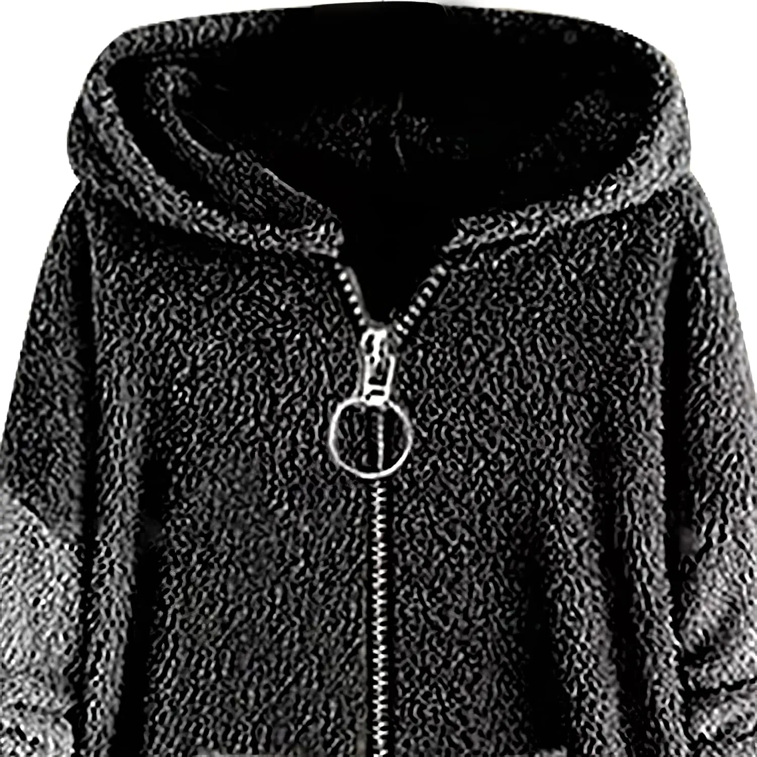 Women's Oversized Zip Up Sherpa Hoodie Fuzzy Fleece Jacket Cat Kitty Print Lightweight Faux Shearling A Line Teddy Coat