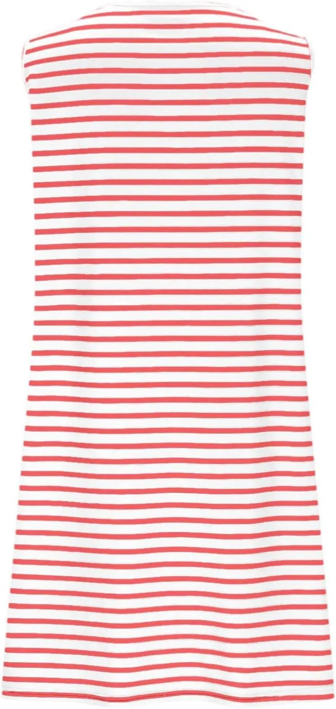 Womens Striped Summer Dress Sleeveless Tank Mini Dress Casual Sundresses with Pockets Beach Vacation Oufits