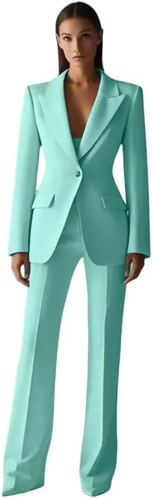 Women's Suit 2 Piece Slim Fit Suit Jacket Pants Office Suit Outfits Long Sleeve Blazer Set for Work Business