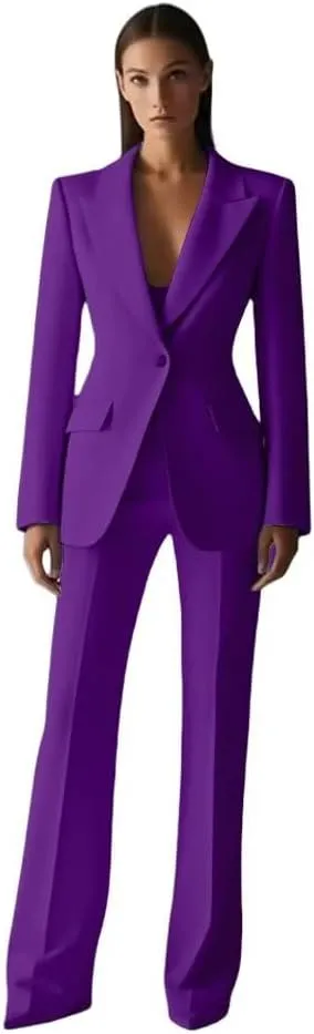 Women's Suit 2 Piece Slim Fit Suit Jacket Pants Office Suit Outfits Long Sleeve Blazer Set for Work Business