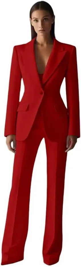 Women's Suit 2 Piece Slim Fit Suit Jacket Pants Office Suit Outfits Long Sleeve Blazer Set for Work Business