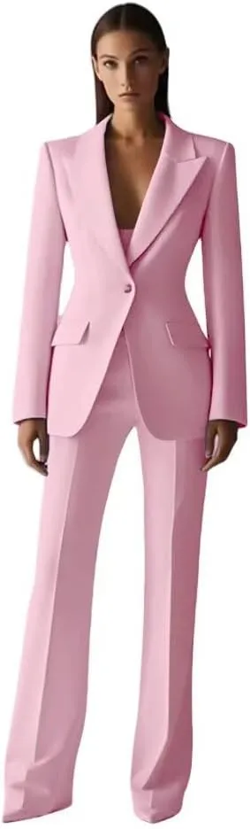 Women's Suit 2 Piece Slim Fit Suit Jacket Pants Office Suit Outfits Long Sleeve Blazer Set for Work Business
