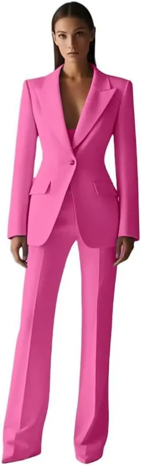 Women's Suit 2 Piece Slim Fit Suit Jacket Pants Office Suit Outfits Long Sleeve Blazer Set for Work Business