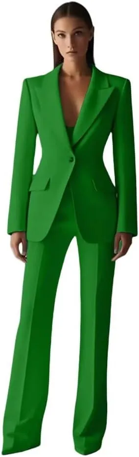 Women's Suit 2 Piece Slim Fit Suit Jacket Pants Office Suit Outfits Long Sleeve Blazer Set for Work Business