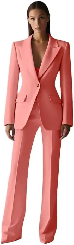 Women's Suit 2 Piece Slim Fit Suit Jacket Pants Office Suit Outfits Long Sleeve Blazer Set for Work Business