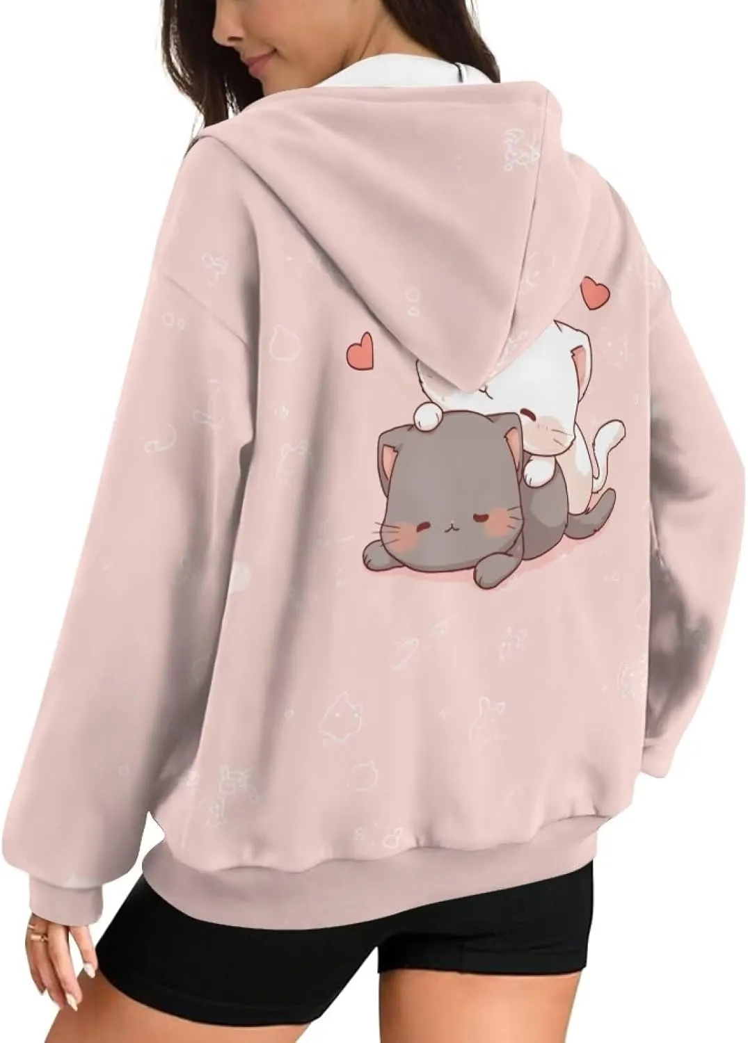 Xpyiqun Zip Up Hoodie Womens Graphic Hoodies Long Sleeve Drawstring Hooded Sweatshirts Fall Jacket with Pockets
