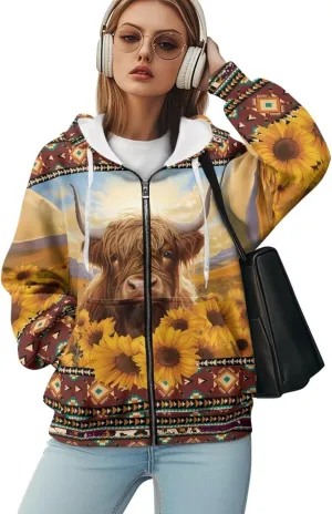 Xpyiqun Zip Up Hoodie Womens Graphic Hoodies Long Sleeve Drawstring Hooded Sweatshirts Fall Jacket with Pockets