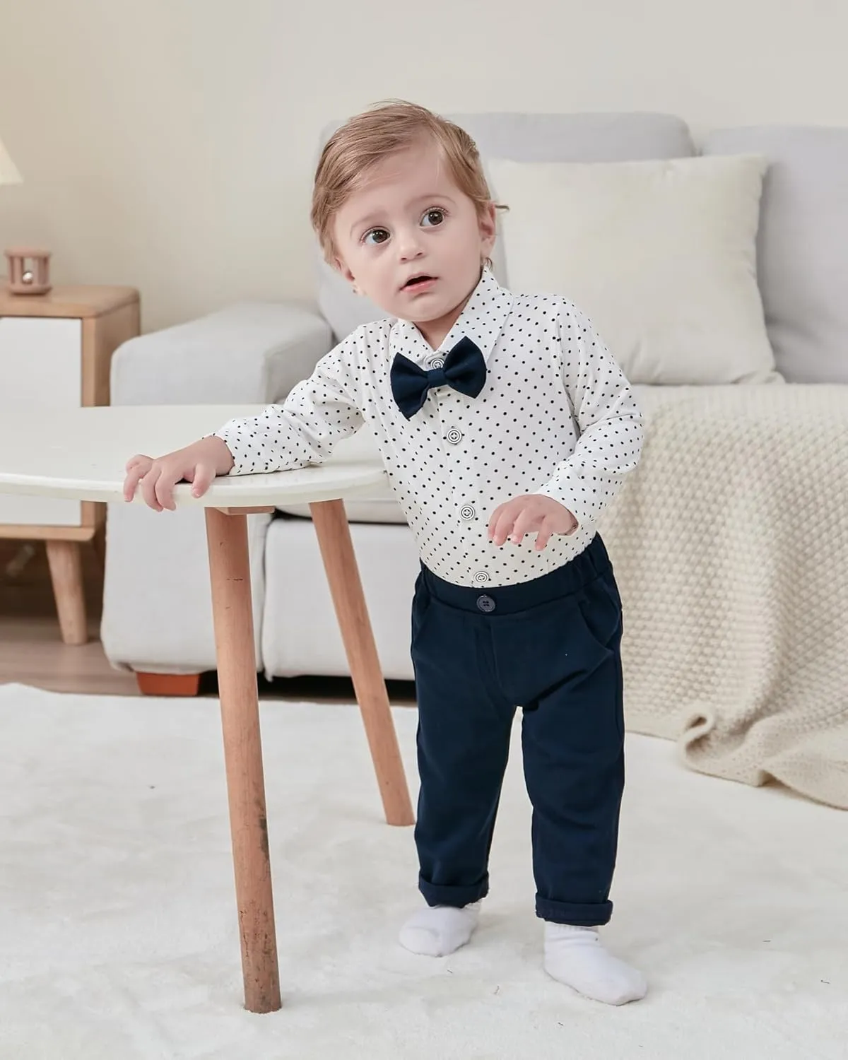 YALLET Baby Boy Clothes Suit 0-24 Months Infant Gentleman Outfits Formal Dress Shirt Bowtie Vest Pants Set Baby Wedding Suits