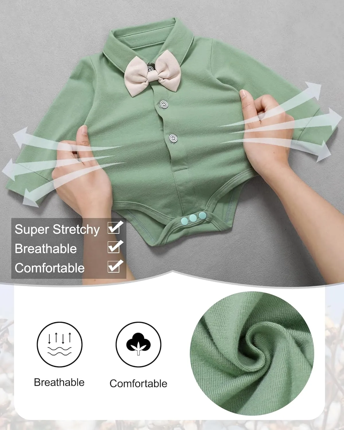 YALLET Baby Boy Clothes Suit 0-24 Months Infant Gentleman Outfits Formal Dress Shirt Bowtie Vest Pants Set Baby Wedding Suits