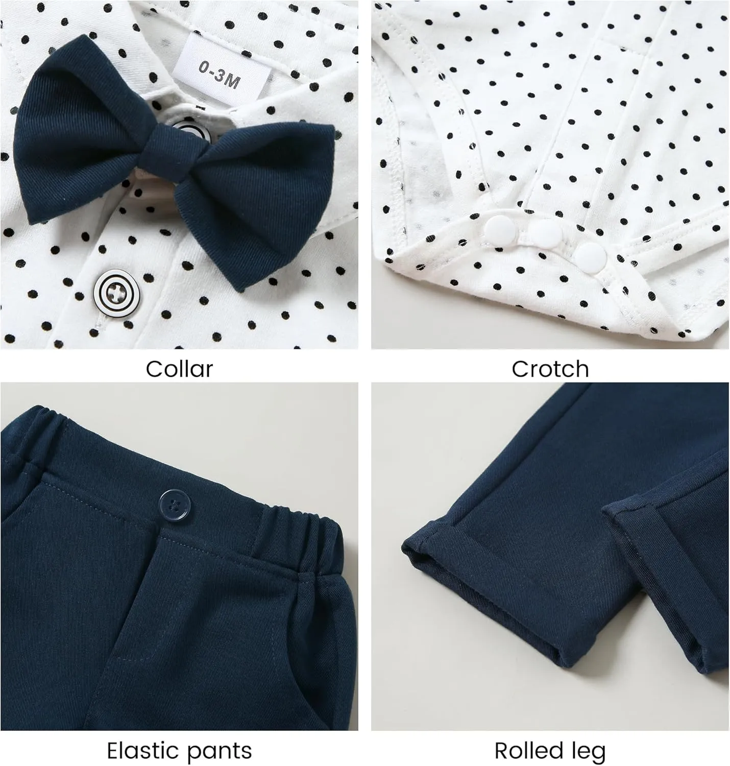 YALLET Baby Boy Clothes Suit 0-24 Months Infant Gentleman Outfits Formal Dress Shirt Bowtie Vest Pants Set Baby Wedding Suits