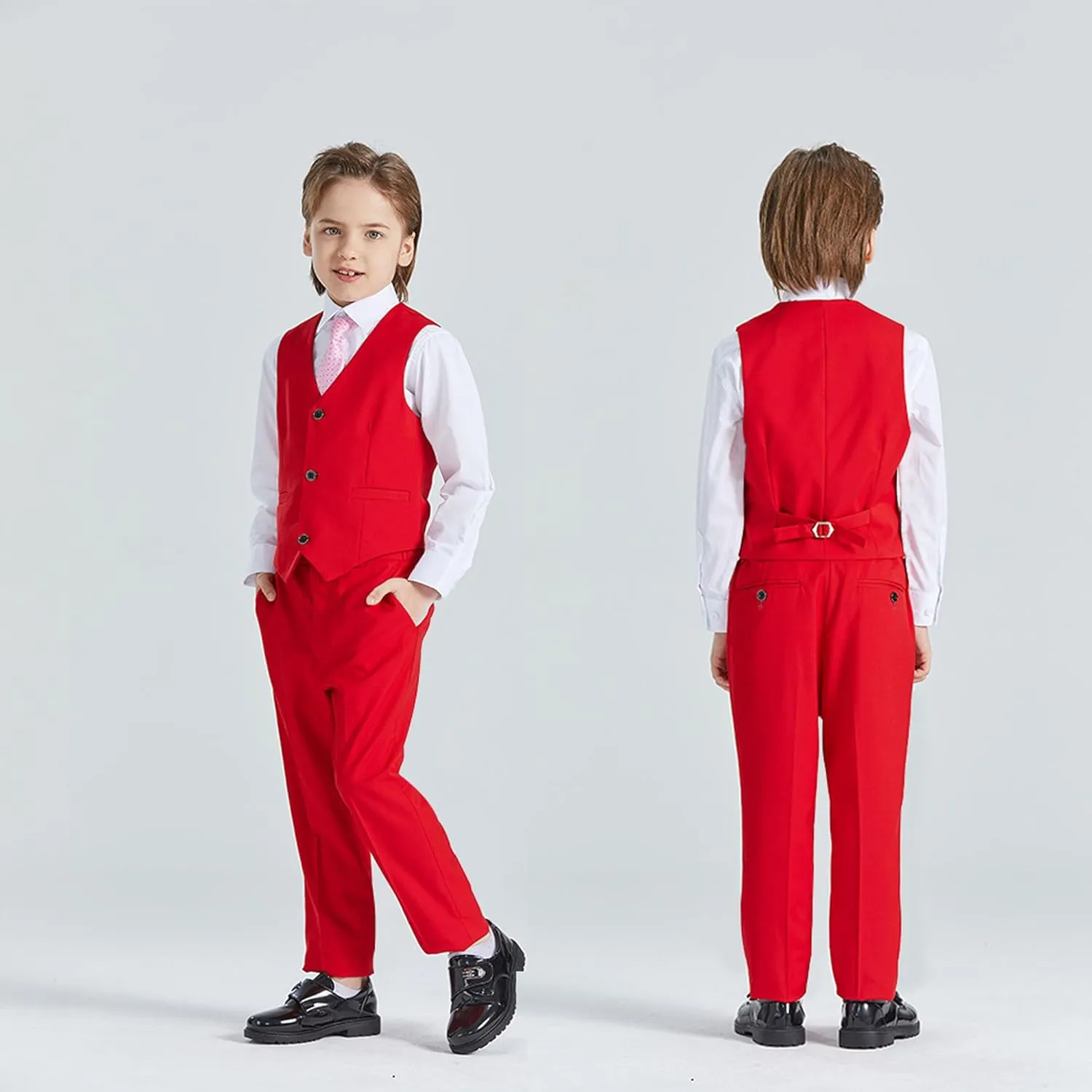 YND Boys Formal Slim Fit, 5-Piece Suits for Kids, Jacket Vest Pants Shirt and Tie for Wedding Prom