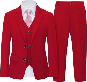 YND Boys Formal Slim Fit, 5-Piece Suits for Kids, Jacket Vest Pants Shirt and Tie for Wedding Prom