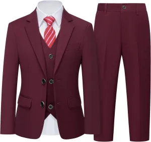 YND Boys Formal Slim Fit, 5-Piece Suits for Kids, Jacket Vest Pants Shirt and Tie for Wedding Prom